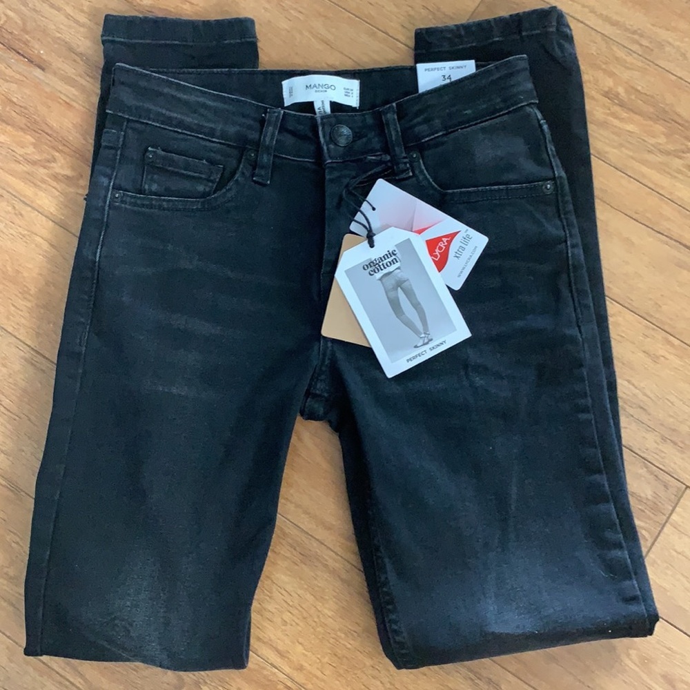 COPY - BNWT Mango Denim Olivia Perfect Skinny Jeans Black Stretch - Organic Cot…